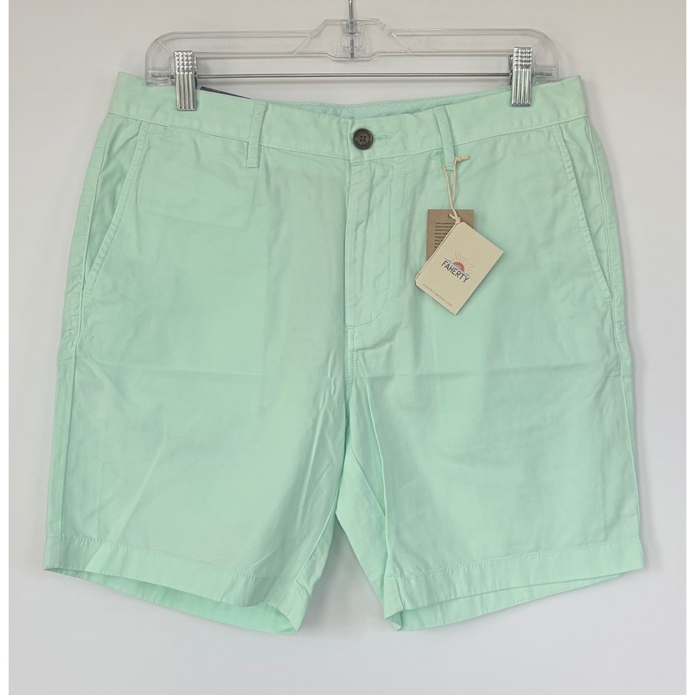 Faherty All Day Harbor Short Mens 32 Mint Green Pima Cotton Tencel New